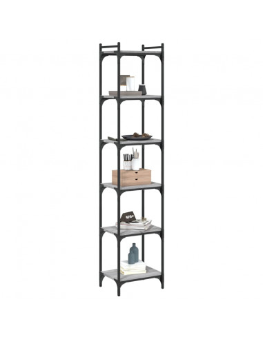 Libreria 6 Ripiani Grigio Sonoma 40x30x188cm Legno Multistrato