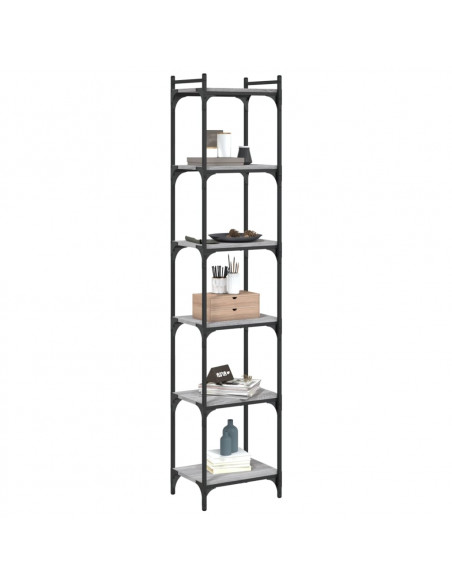 Libreria 6 Ripiani Grigio Sonoma 40x30x188cm Legno Multistrato