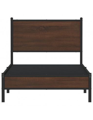 Giroletto con Testiera in Metallo Rovere Marrone 80x200 cm