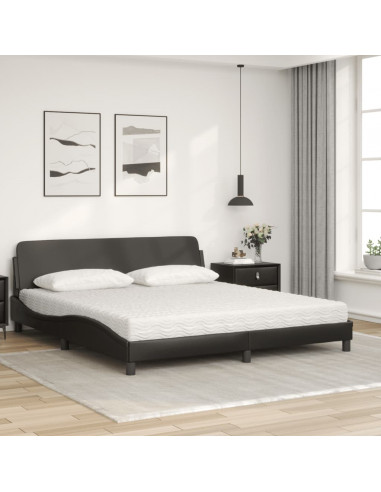 Letto con Materasso Nero 180x200 cm in Similpelle
