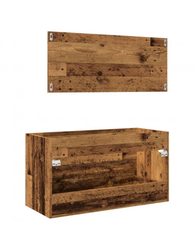 Set Mobili da Bagno 2 pz Legno Antico in Legno Multistrato