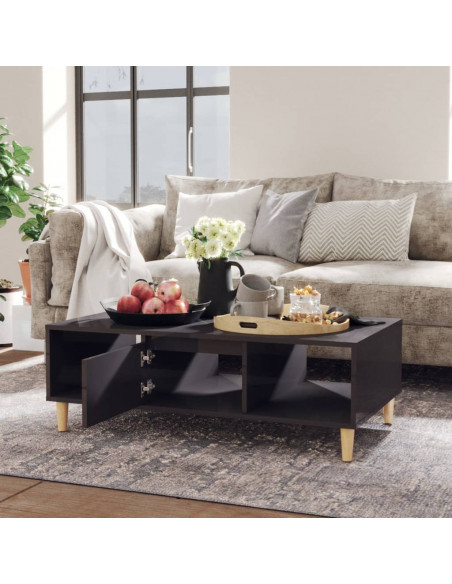 Tavolino Salotto Grigio Lucido 103,5x60x35cm Legno Multistrato