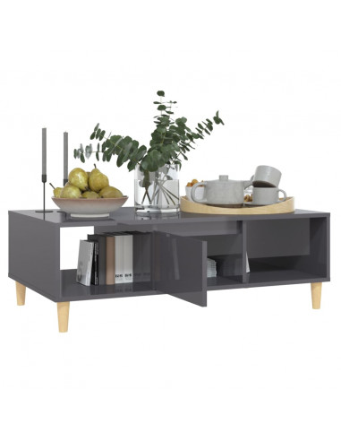 Tavolino Salotto Grigio Lucido 103,5x60x35cm Legno Multistrato