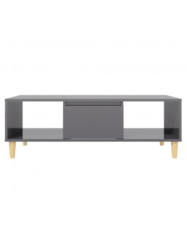 Tavolino Salotto Grigio Lucido 103,5x60x35cm Legno Multistrato