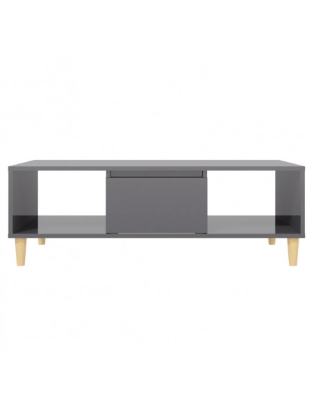 Tavolino Salotto Grigio Lucido 103,5x60x35cm Legno Multistrato