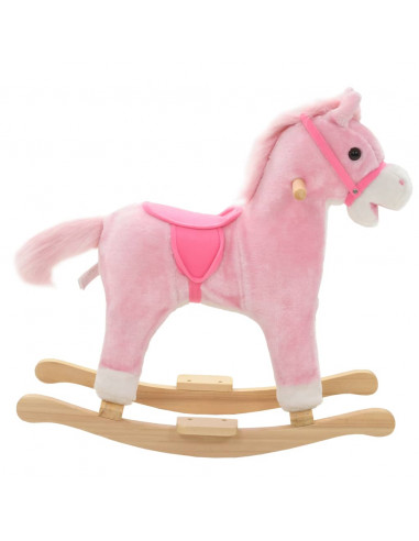 Cavallo a Dondolo in Peluche 65x32x58 cm Rosa