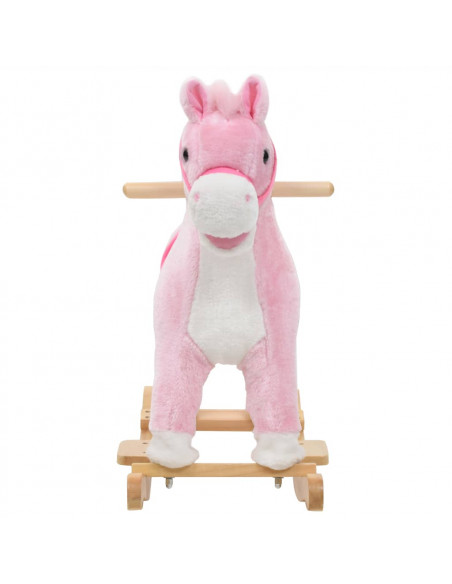 Cavallo a Dondolo in Peluche 65x32x58 cm Rosa