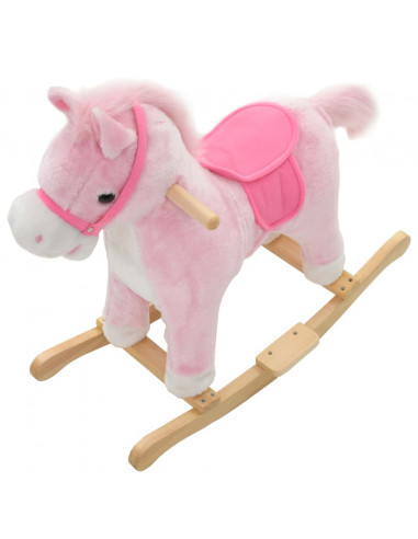 Cavallo a Dondolo in Peluche 65x32x58 cm Rosa