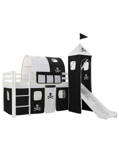 Letto a Castello per Bambini Scivolo e Scala in Pino 97x208cm