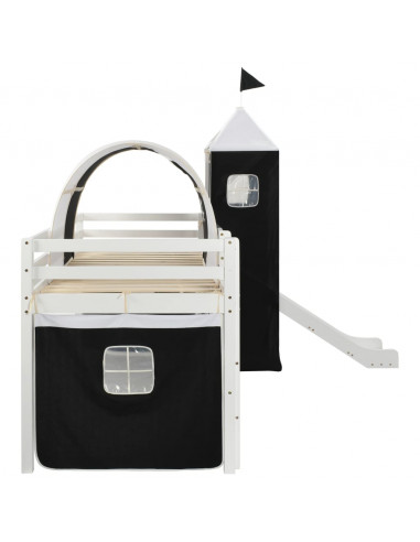 Letto a Castello per Bambini Scivolo e Scala in Pino 97x208cm