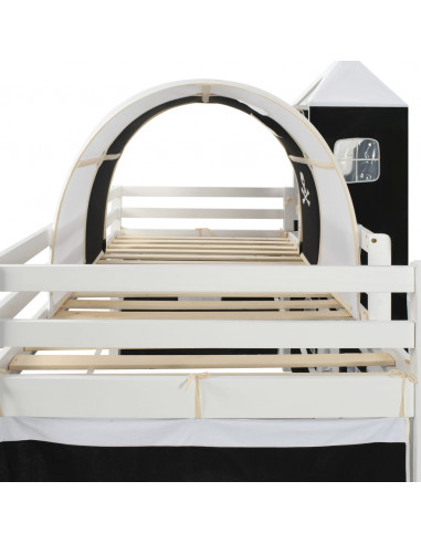 Letto a Castello per Bambini Scivolo e Scala in Pino 97x208cm
