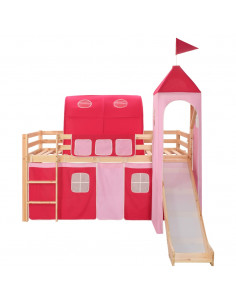 Letto a Castello per Bambini Scivolo e Scala in Pino 208x230 cm 2