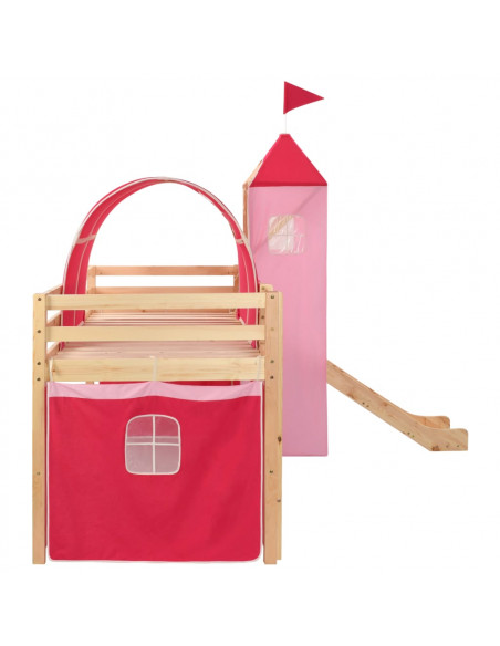 Letto a Castello per Bambini Scivolo e Scala in Pino 208x230 cm