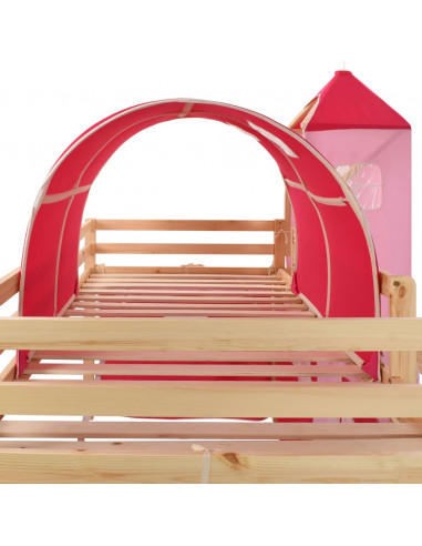 Letto a Castello per Bambini Scivolo e Scala in Pino 208x230 cm