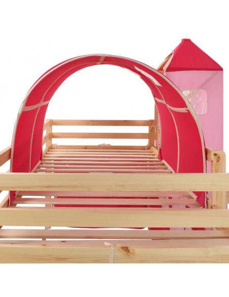 Letto a Castello per Bambini Scivolo e Scala in Pino 208x230 cm
