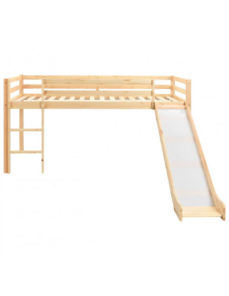Letto a Castello per Bambini Scivolo e Scala in Pino 97x208cm