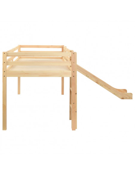 Letto a Castello per Bambini Scivolo e Scala in Pino 97x208cm