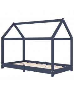 Giroletto per Bambini Grigio in Legno Massello di Pino 80x160cm 2