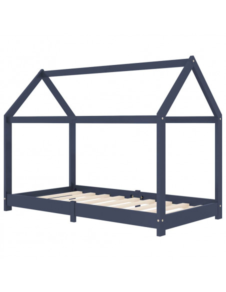 Giroletto per Bambini Grigio in Legno Massello di Pino 80x160cm