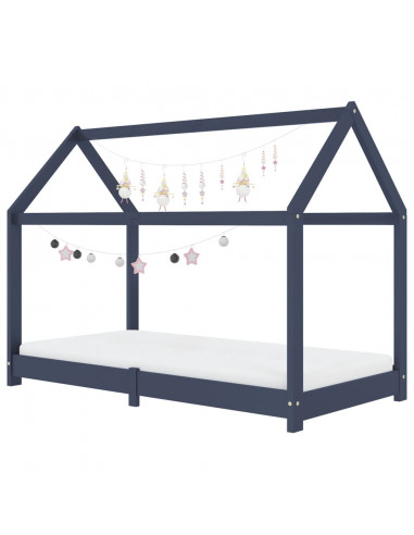 Giroletto per Bambini Grigio in Legno Massello di Pino 80x160cm