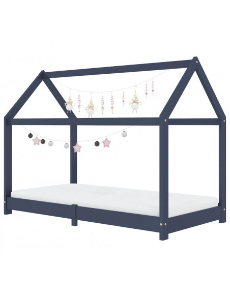 Giroletto per Bambini Grigio in Legno Massello di Pino 80x160cm