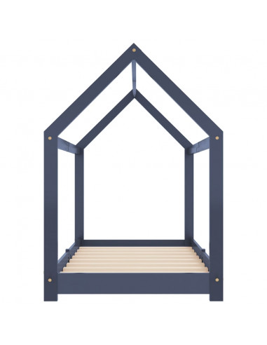 Giroletto per Bambini Grigio in Legno Massello di Pino 80x160cm