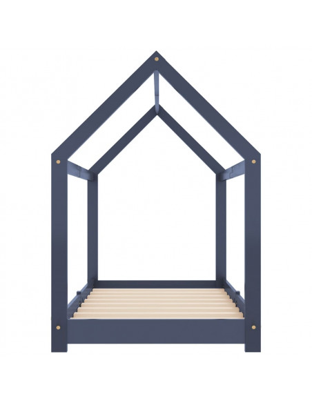 Giroletto per Bambini Grigio in Legno Massello di Pino 80x160cm