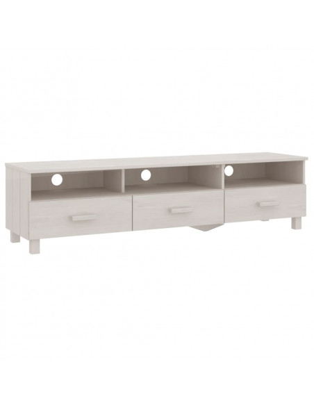 Mobile TV HAMAR Bianco 158x40x40 cm in Legno Massello di Pino