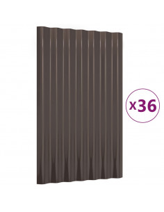 Pannelli Tetto 36 pz Acciaio Verniciato Polvere Marrone 60x36cm 2