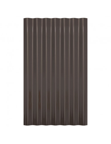 Pannelli Tetto 36 pz Acciaio Verniciato Polvere Marrone 60x36cm