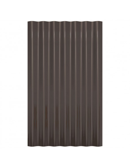 Pannelli Tetto 36 pz Acciaio Verniciato Polvere Marrone 60x36cm