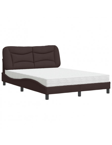 Letto con Materasso Hvar Marrone Scuro 120x200cm Tessuto