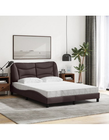 Letto con Materasso Marrone Scuro 120x200cm Tessuto