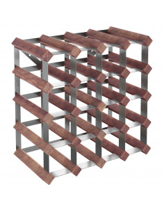 Portabottiglie per 20 Bottiglie Legno Massello di Pino Marrone 2