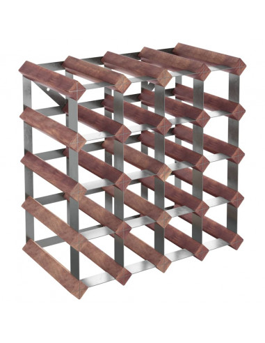 Portabottiglie per 20 Bottiglie Legno Massello di Pino Marrone