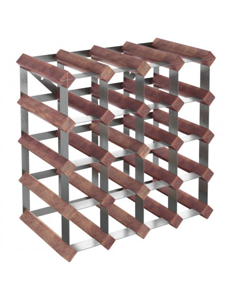 Portabottiglie per 20 Bottiglie Legno Massello di Pino Marrone