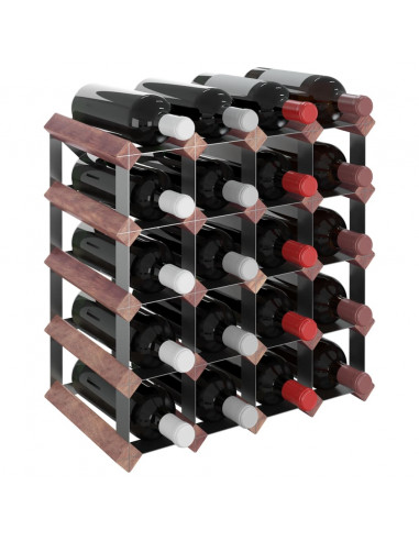 Portabottiglie per 20 Bottiglie Legno Massello di Pino Marrone