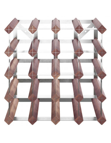 Portabottiglie per 20 Bottiglie Legno Massello di Pino Marrone