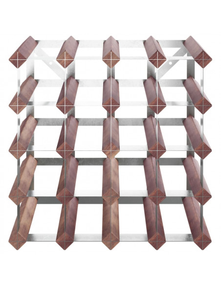 Portabottiglie per 20 Bottiglie Legno Massello di Pino Marrone
