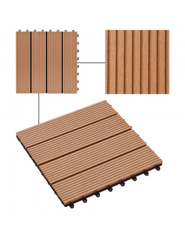 Piastrelle per Decking in WPC 11 pz 30x30cm 1mq Colore Teak