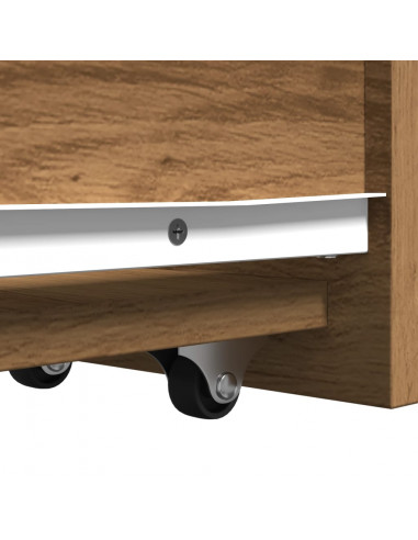 Mobile da Bagno Stretto con Ruote Rovere Artigianale Truciolato