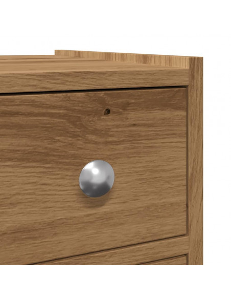 Mobile da Bagno Stretto con Ruote Rovere Artigianale Truciolato