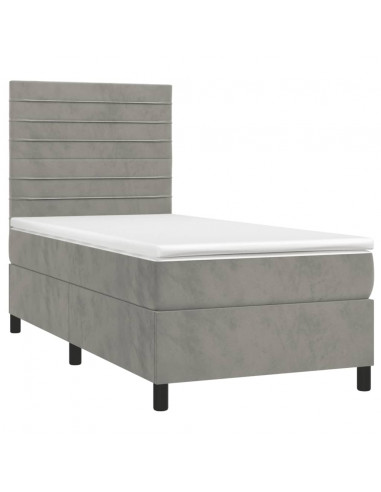 Giroletto a Molle con Materasso Grigio Chiaro 90x190 cm Velluto