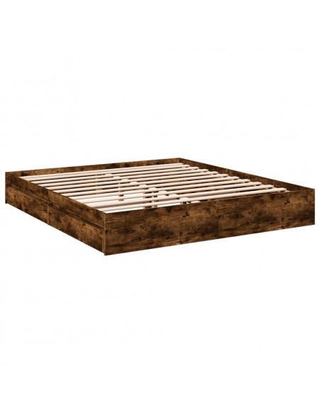 Giroletto con Cassetti Rovere Fumo 180x200 cm Legno Multistrato