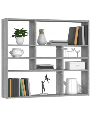 Mensola a Muro Grigio Sonoma 90x16x78 cm in Legno Multistrato