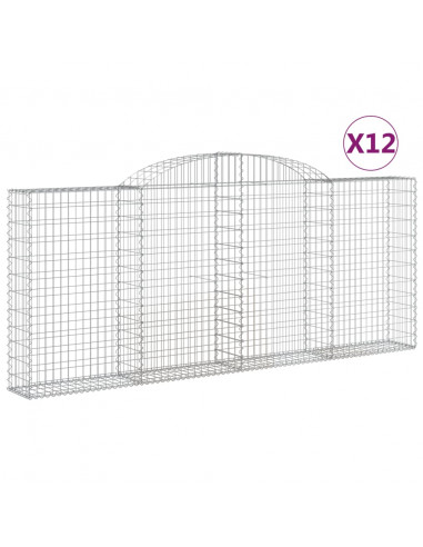 Cesti Gabbioni ad Arco 12 pz 300x30x120/140 cm Ferro Zincato