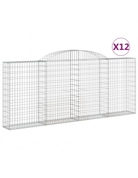 Cesti Gabbioni ad Arco 12 pz 300x30x120/140 cm Ferro Zincato
