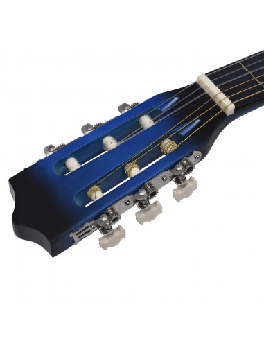Set Chitarra Classica Western 12 pz con 6 Corde Blu 38"