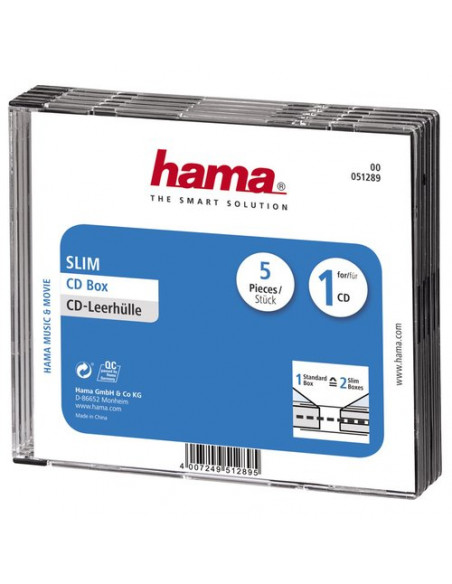 Set custodie CD e DVD Hama 00051289 Slim
