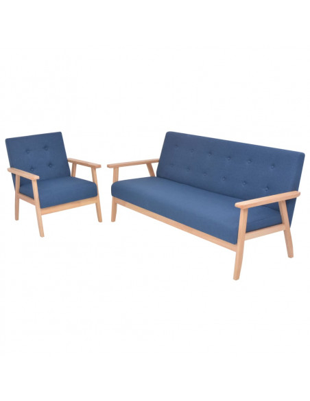 Set di Divani 2 pz in Tessuto Blu